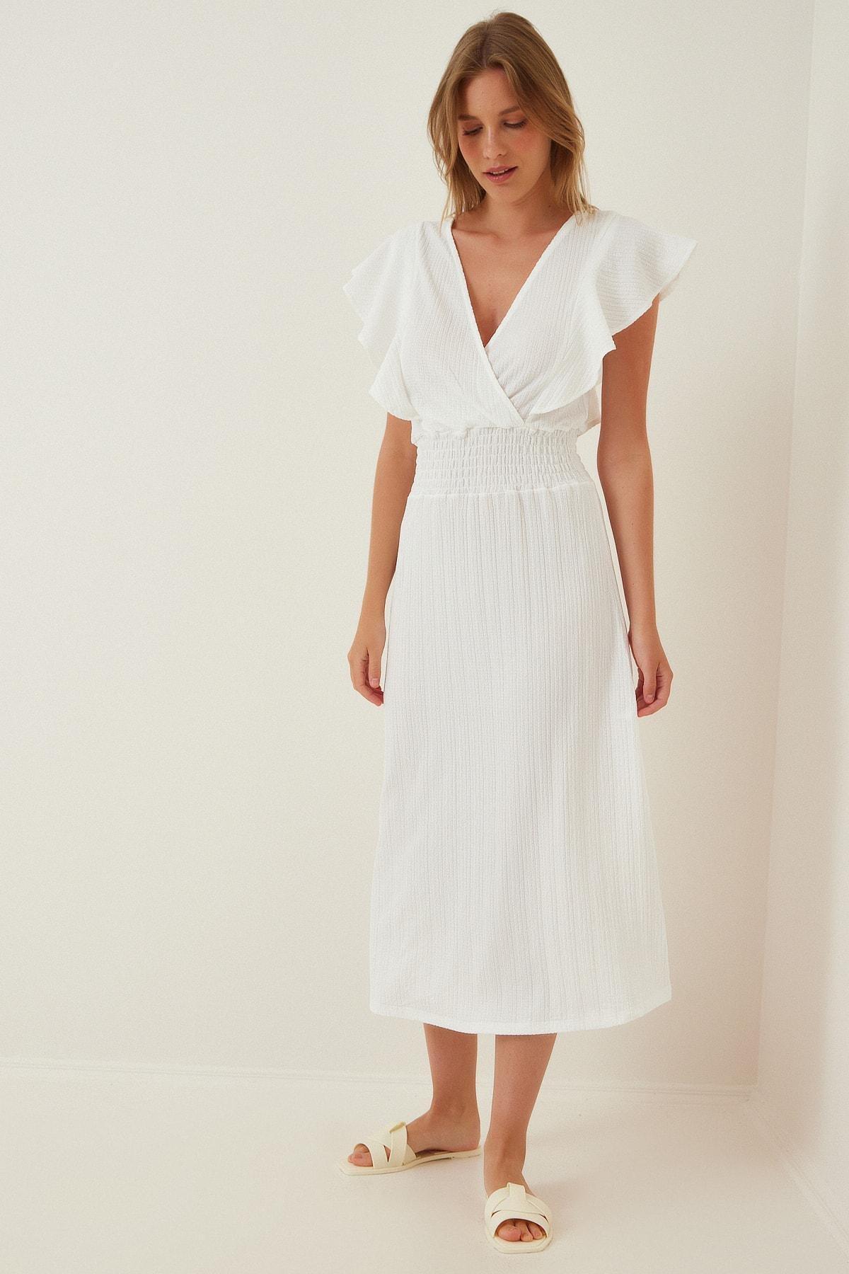 White Cache-Coeur A-Line Dress, , large image number 1