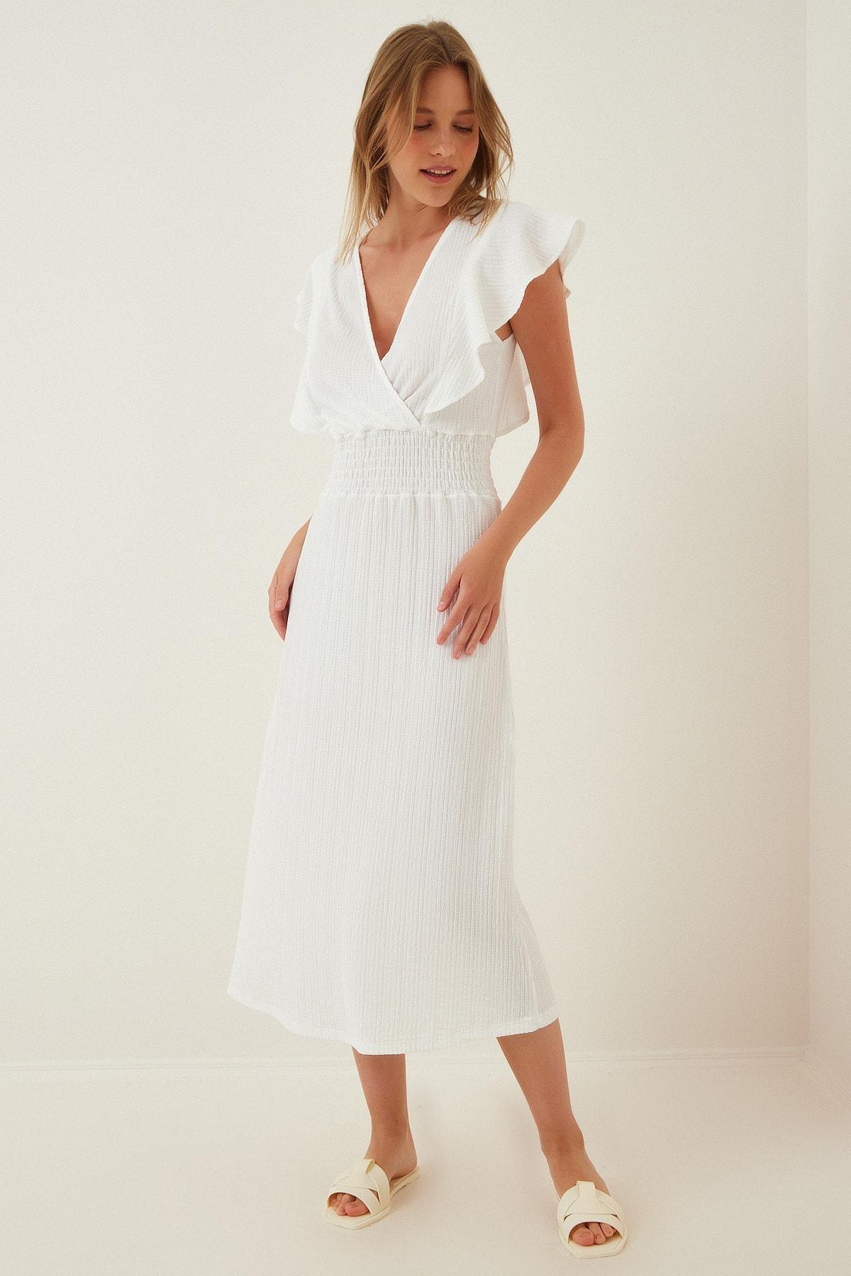 White Cache-Coeur A-Line Dress, , large image number 3