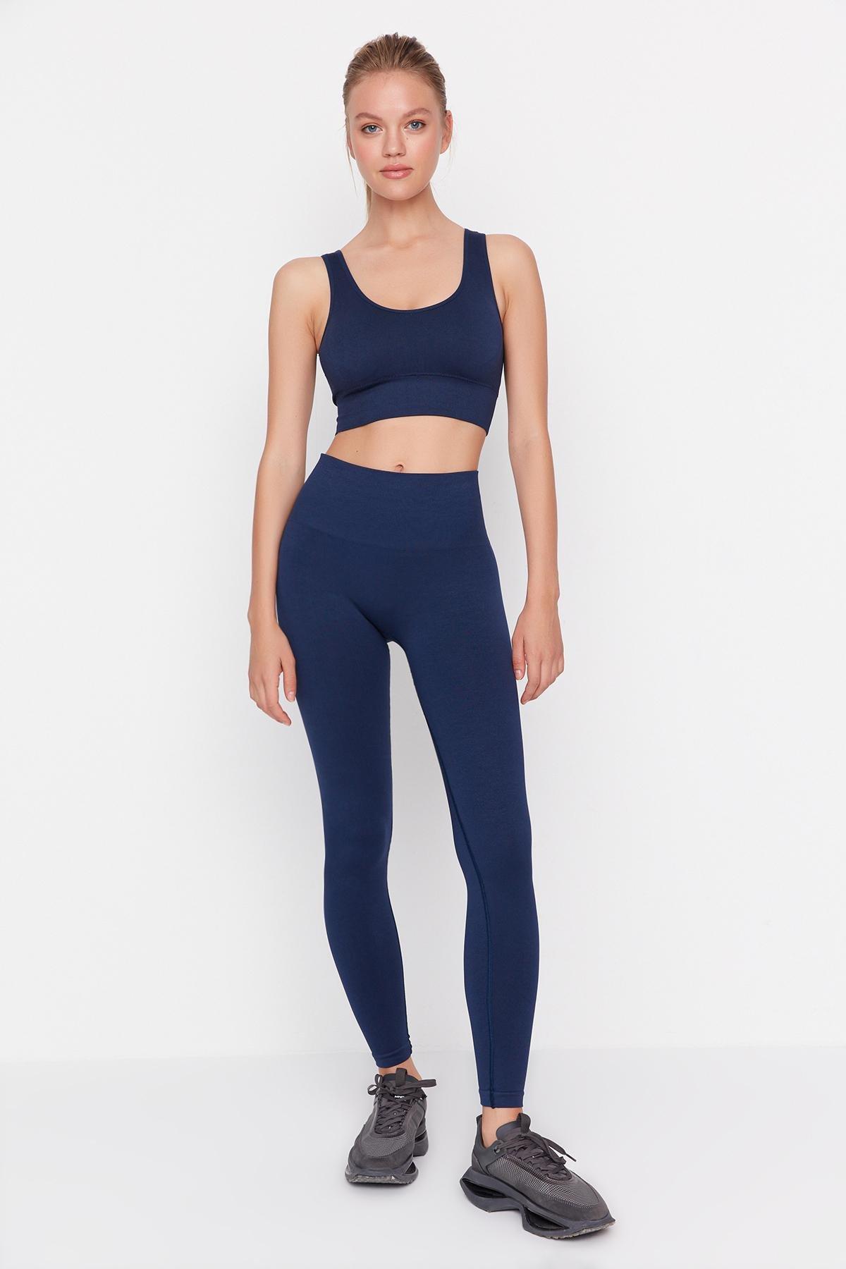 Navy High Waist Leggings, , large image number 1