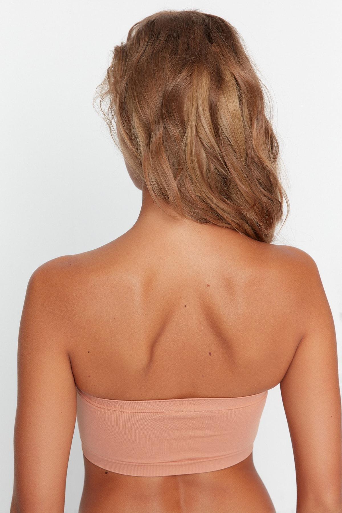 Beige Plain Strapless Bra, , large image number 3