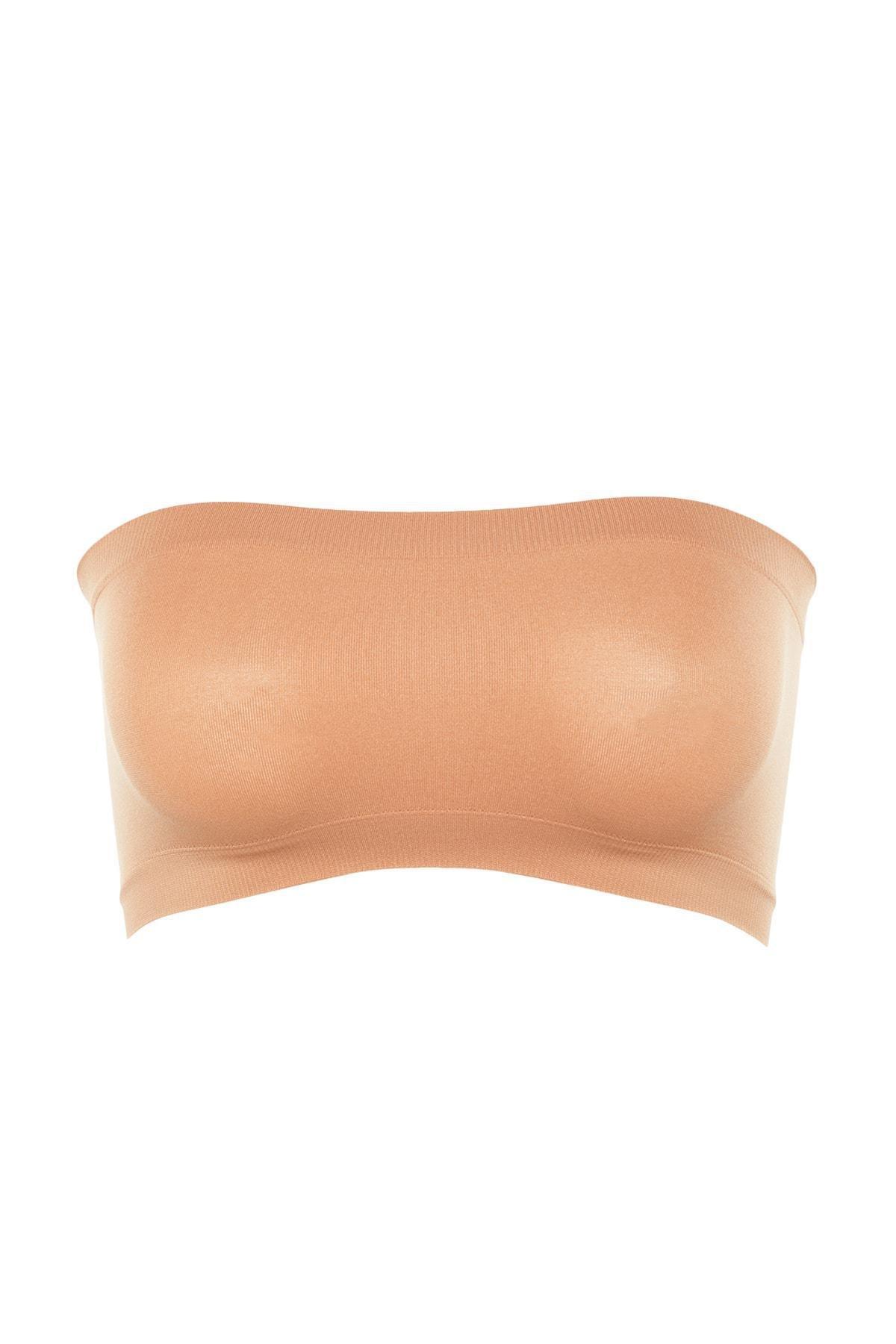 Beige Plain Strapless Bra, , large image number 5