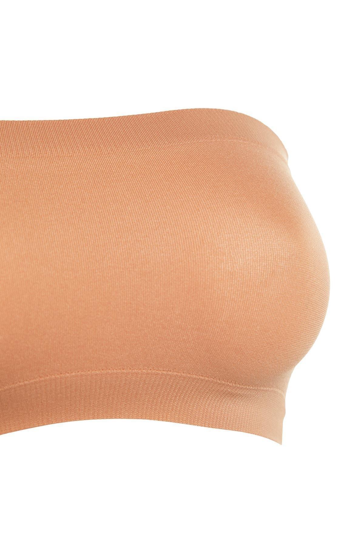 Beige Plain Strapless Bra, , large image number 6