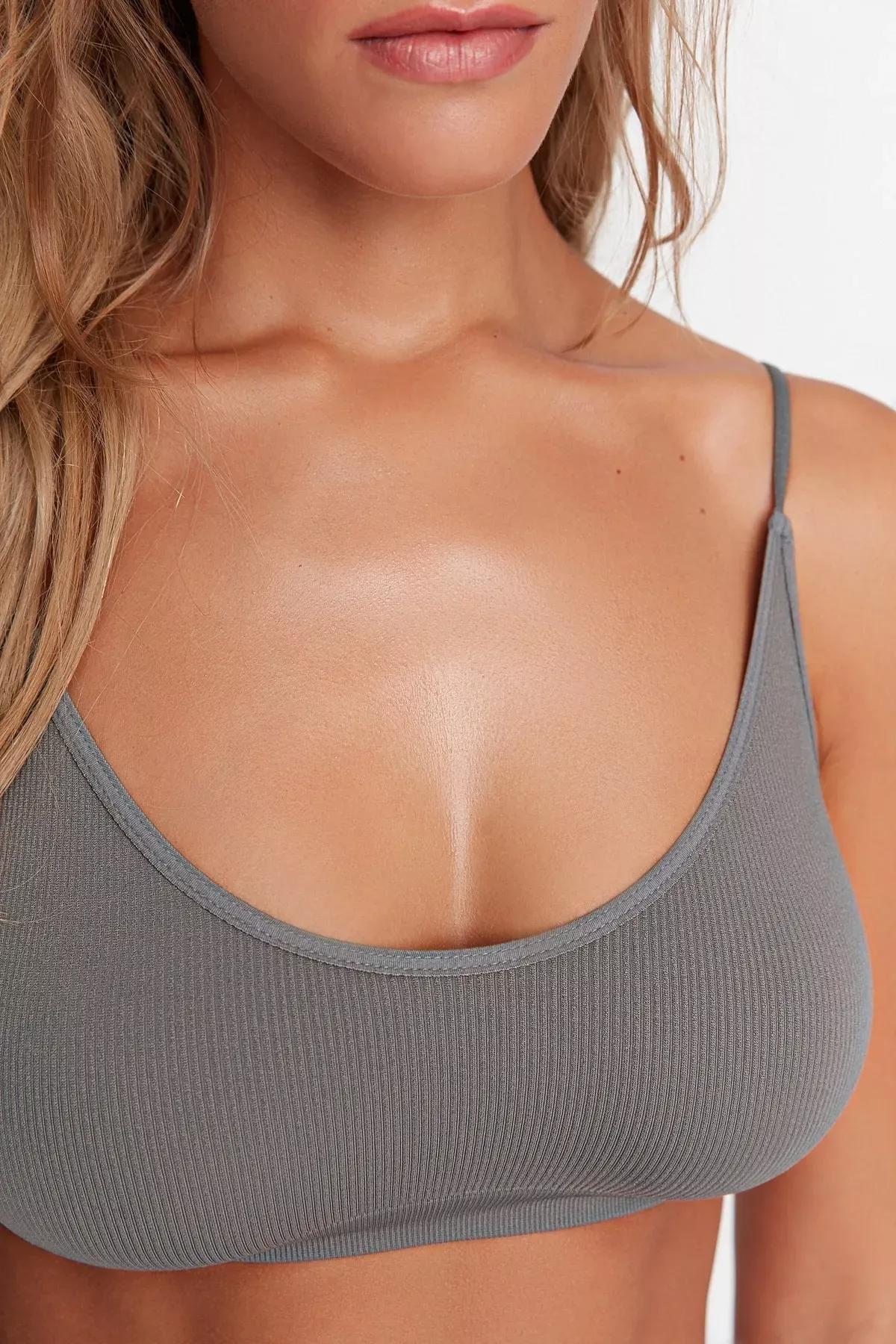 Gray Plain Bralette, , large image number 3