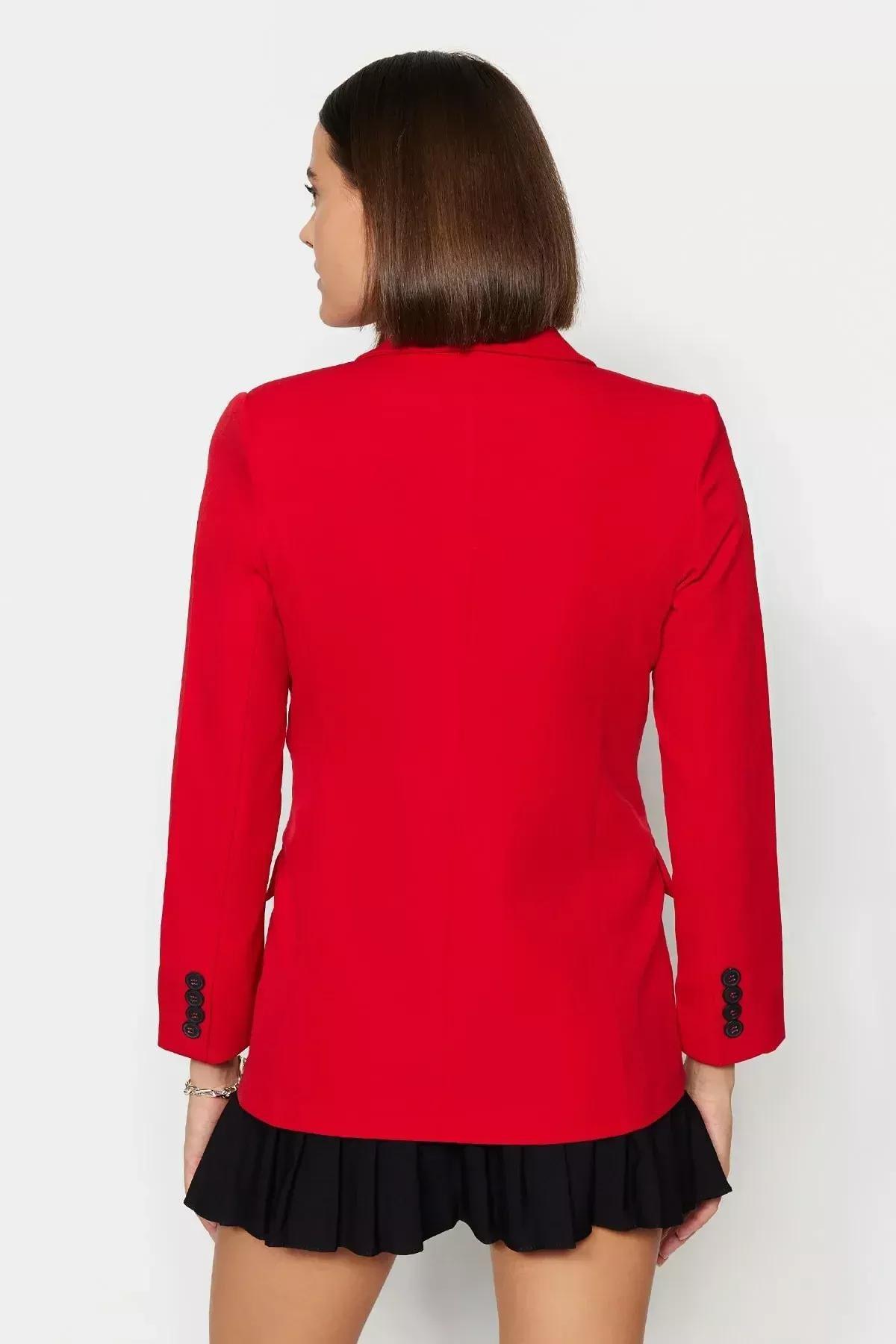Red Lapel Collar Blazer, Red, large image number 4