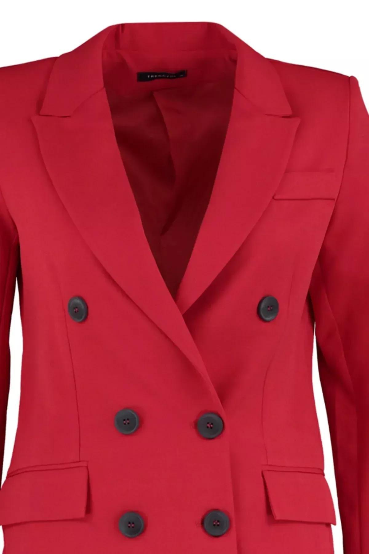 Red Lapel Collar Blazer, Red, large image number 5