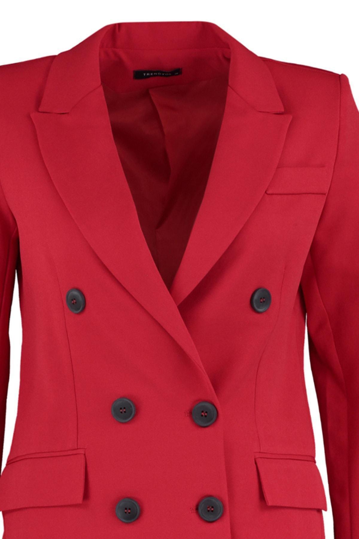 Red Lapel Collar Blazer, , large image number 6