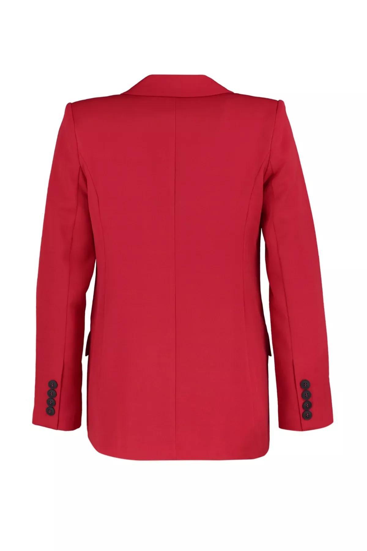 Red Lapel Collar Blazer, Red, large image number 6