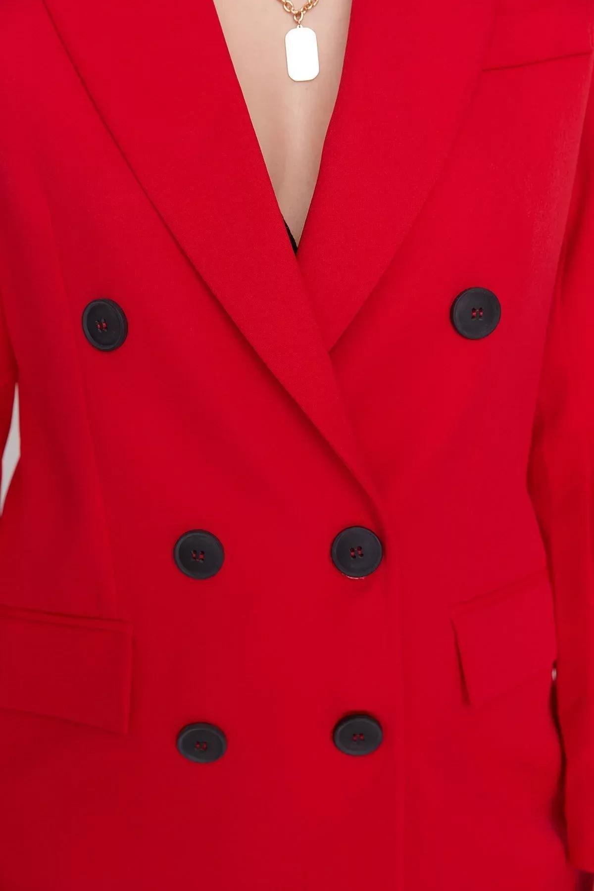 Red Lapel Collar Blazer, Red, large image number 7