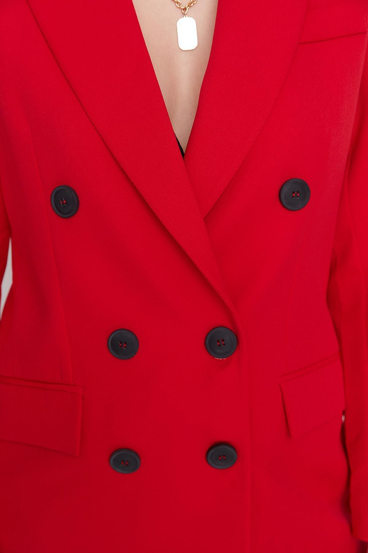 Red Lapel Collar Blazer, , large image number 9