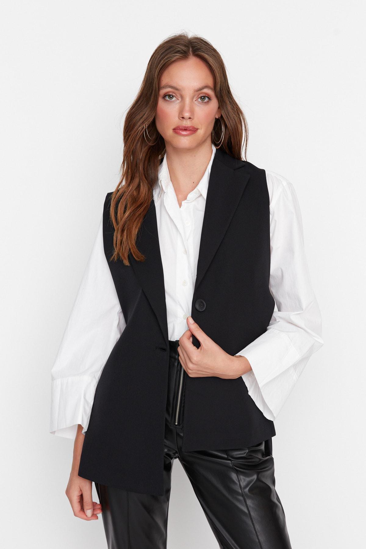 Black Women Lapel Collar Vest, , large image number 8