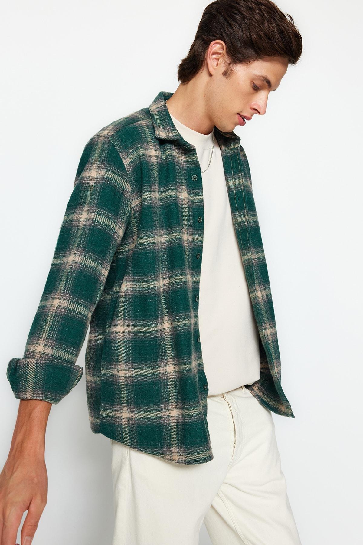 Green Fitted Plaid Shirt, , large image number 2