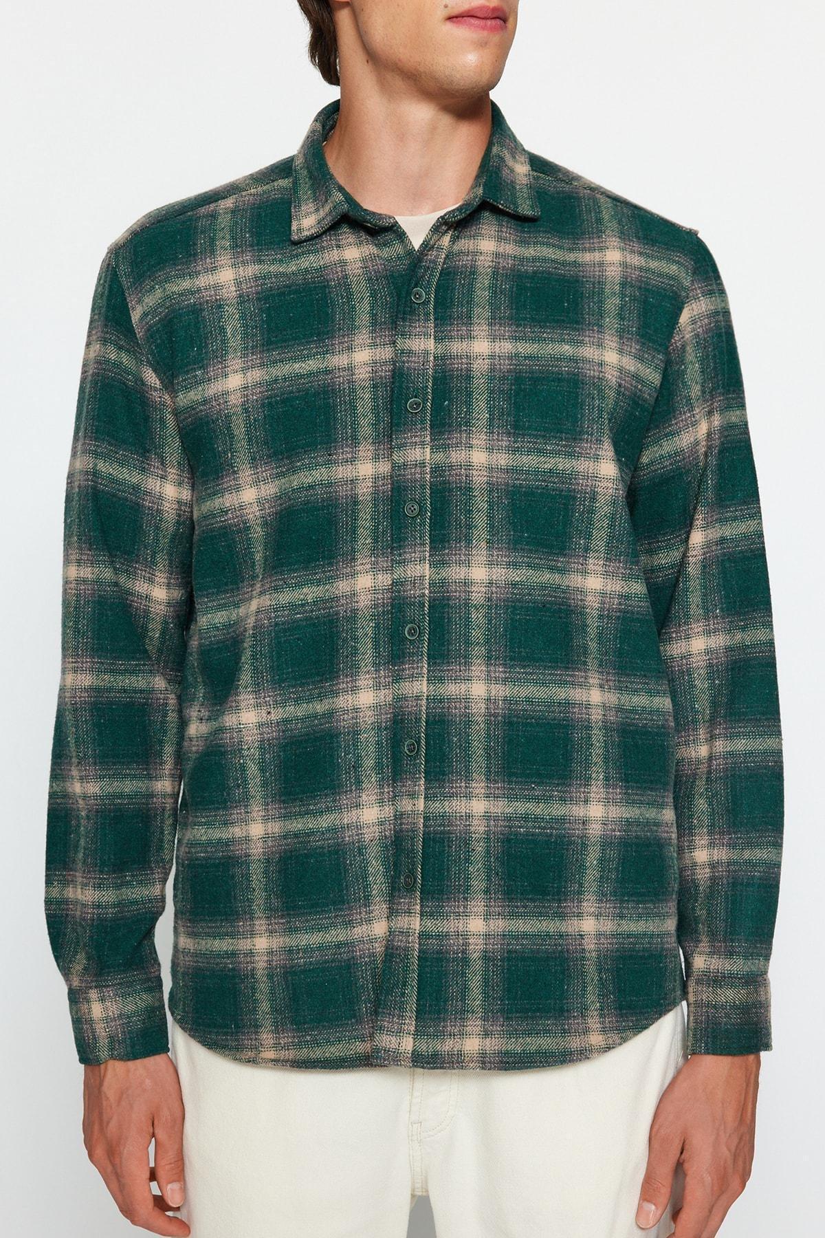 Green Fitted Plaid Shirt, , large image number 3