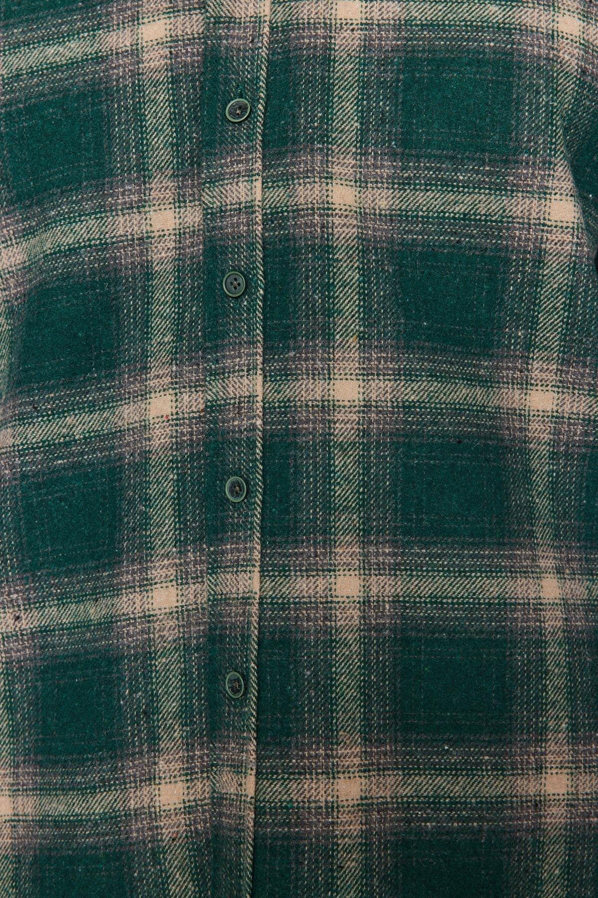 Green Fitted Plaid Shirt, , large image number 4