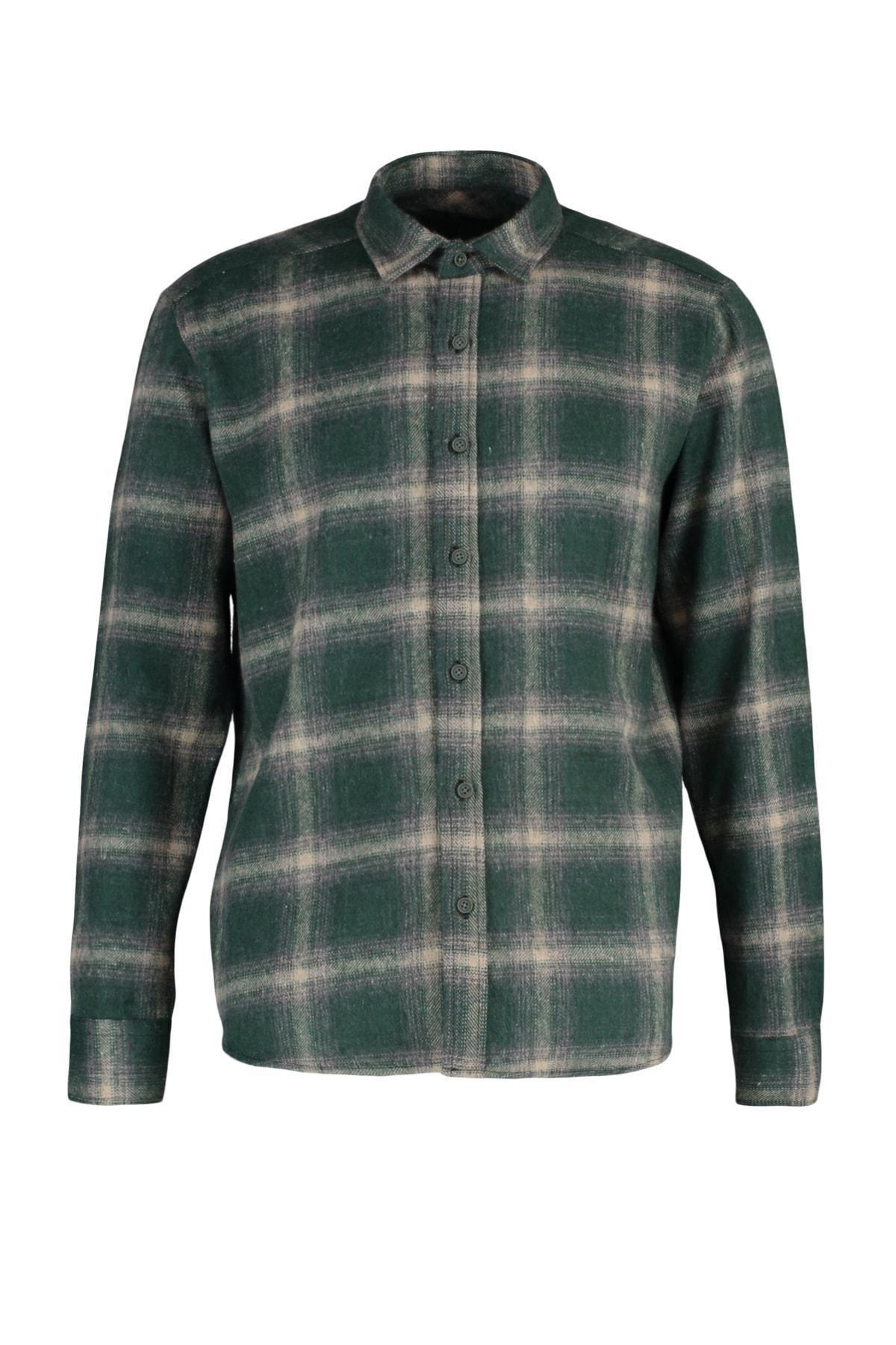 Green Fitted Plaid Shirt, , large image number 5