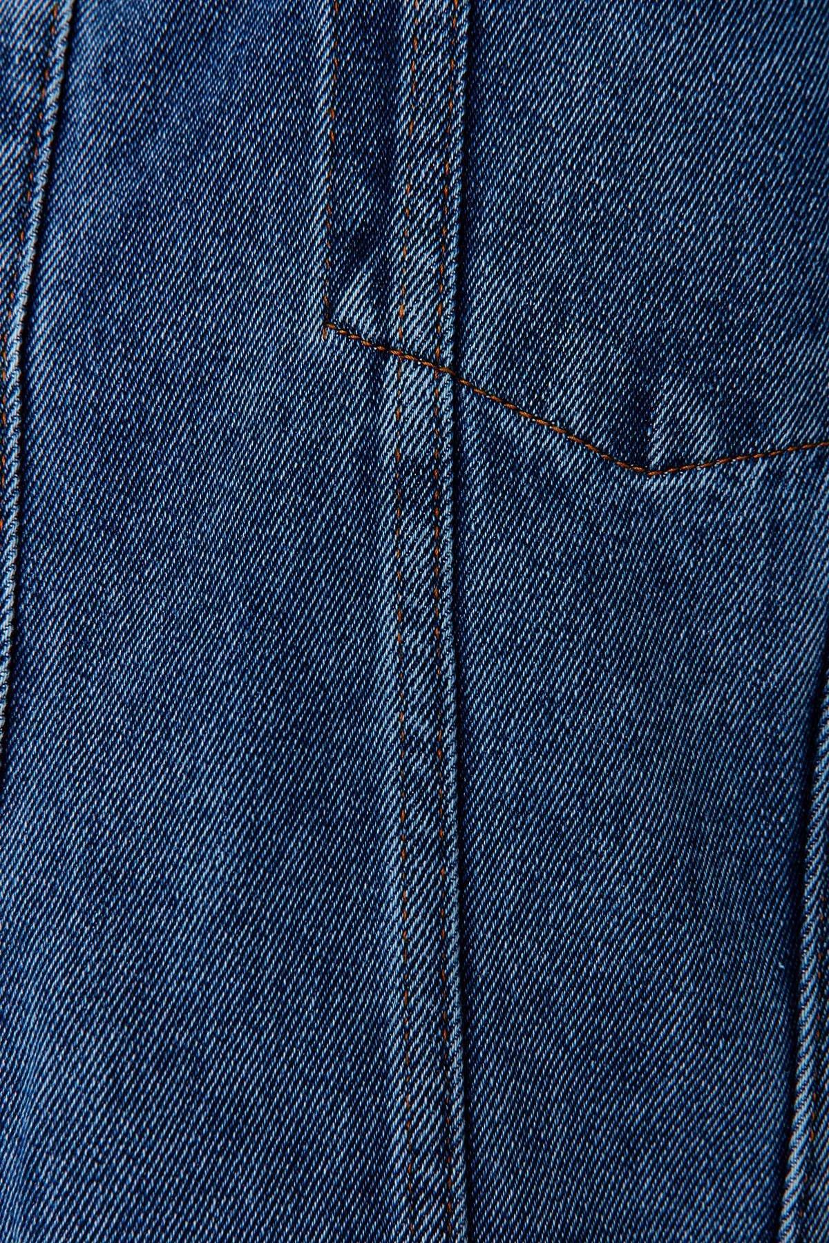 Blue Cotton Lapel Collar Jacket, , large image number 3
