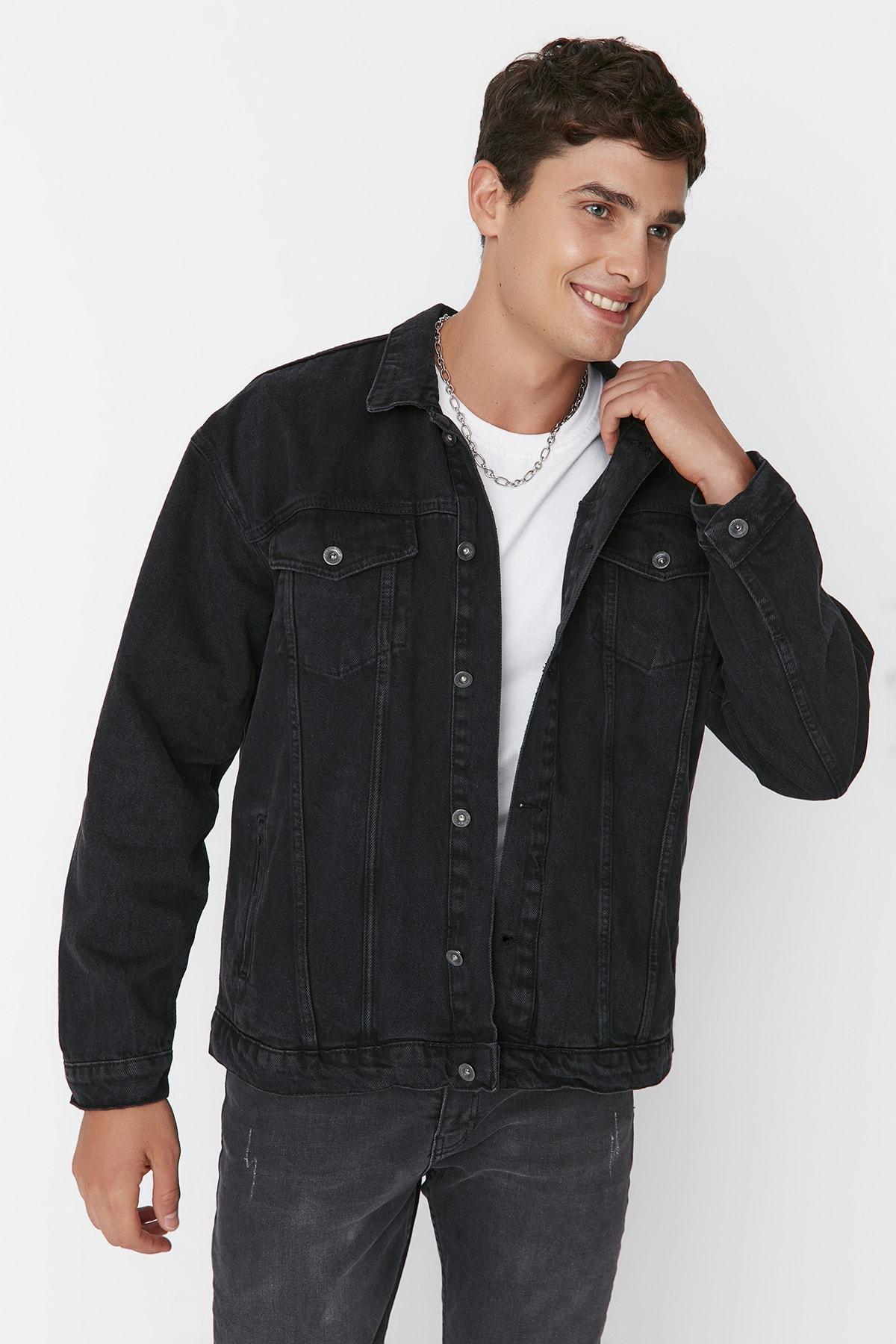 Black Cotton Lapel Collar Jacket, , large image number 0