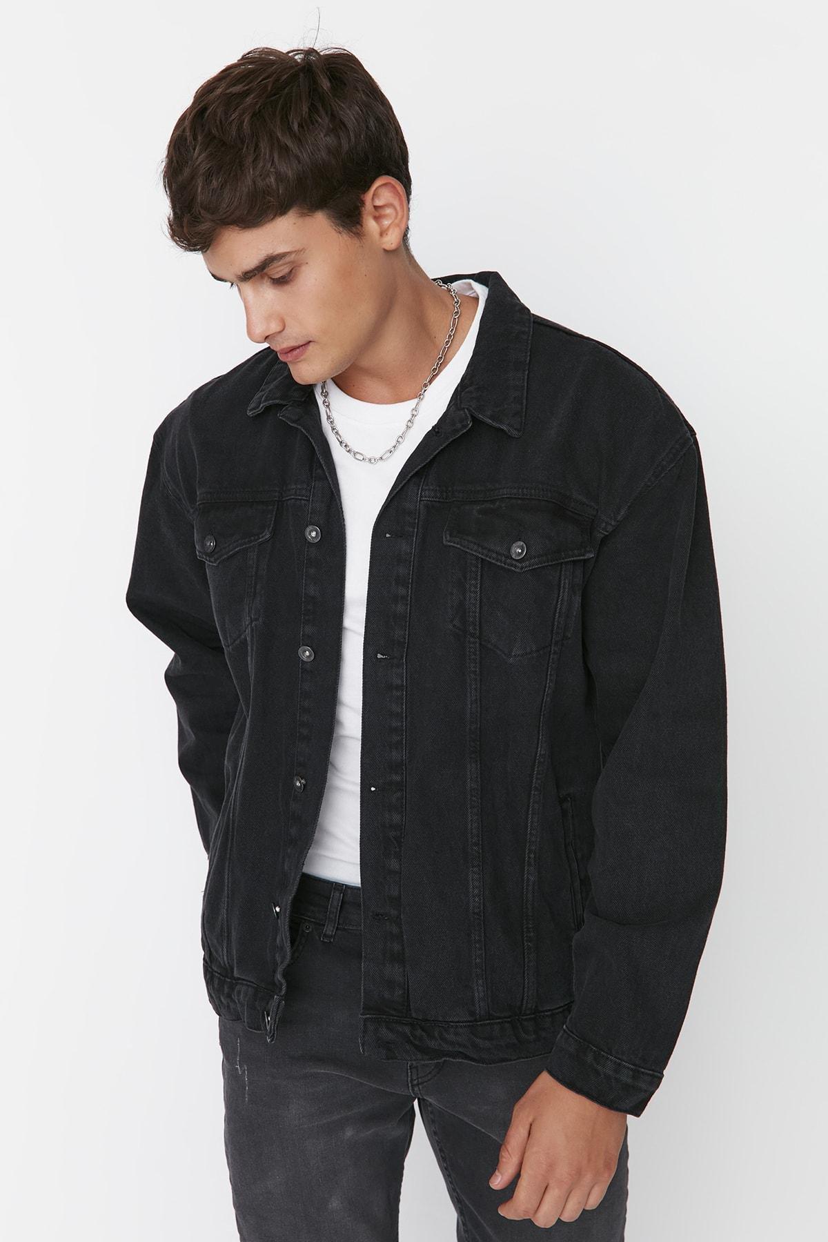 Black Cotton Lapel Collar Jacket, , large image number 2