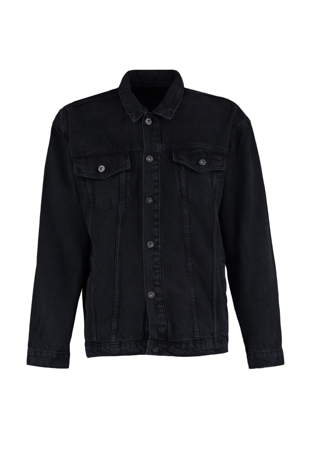 Black Cotton Lapel Collar Jacket, , large image number 5