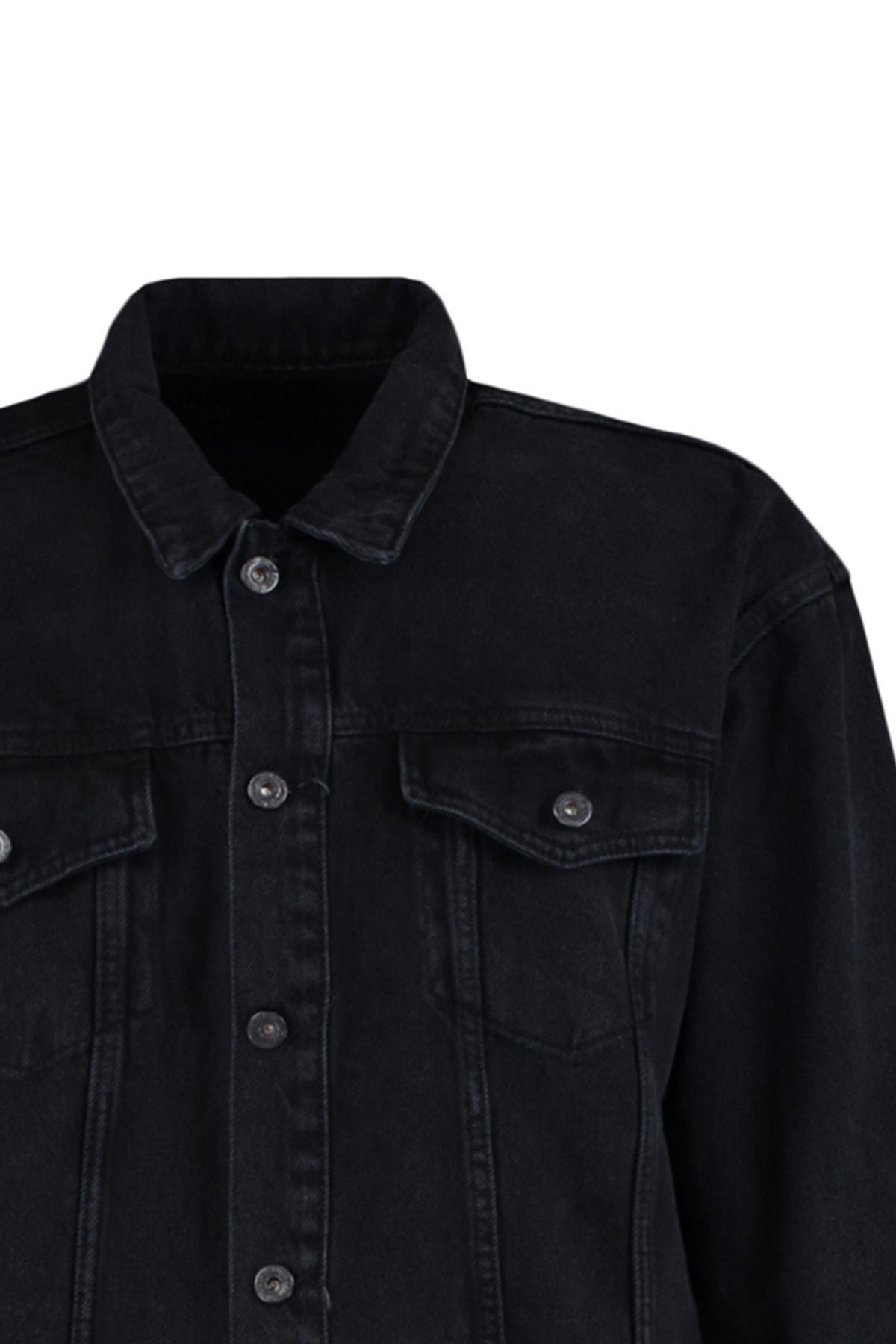 Black Cotton Lapel Collar Jacket, , large image number 6