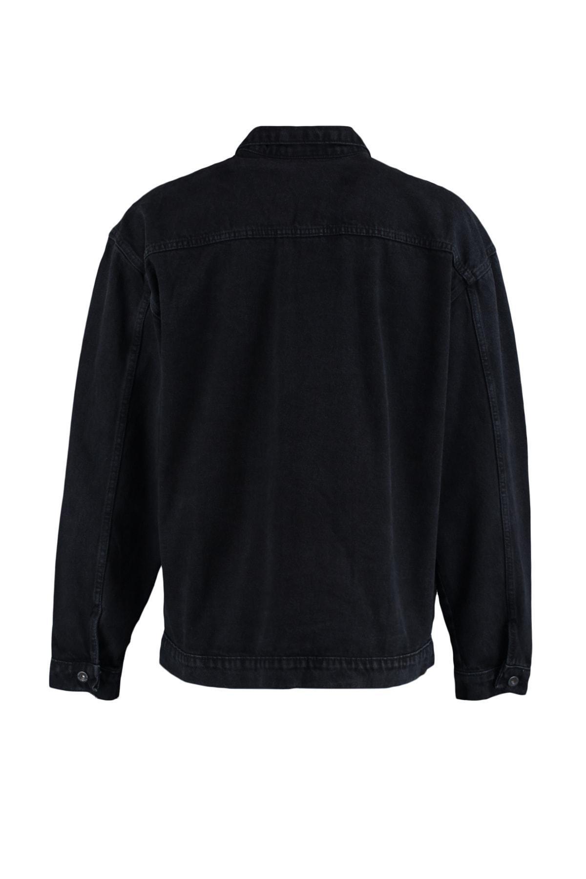 Black Cotton Lapel Collar Jacket, , large image number 7