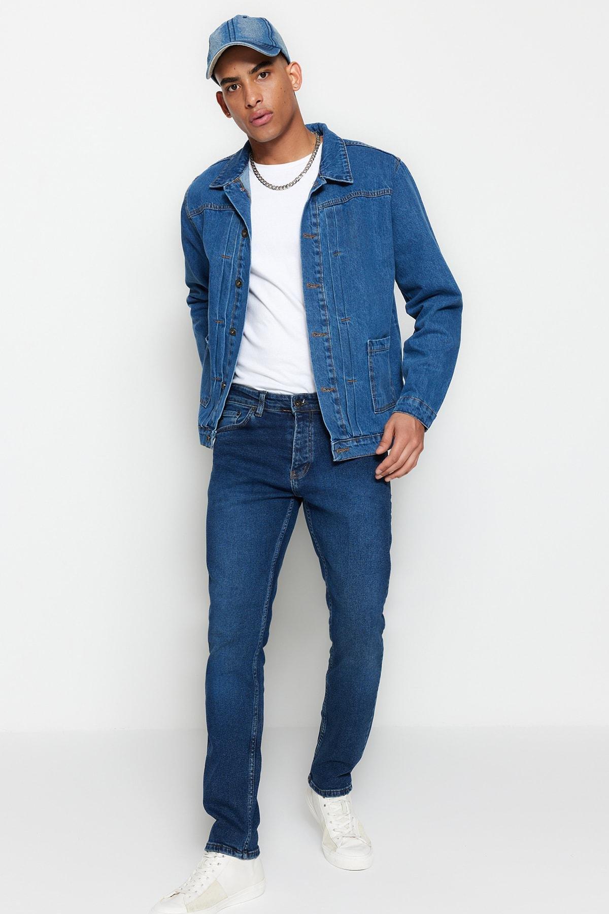 Navy Slim Denim Jeans, Dark blue, large image number 2