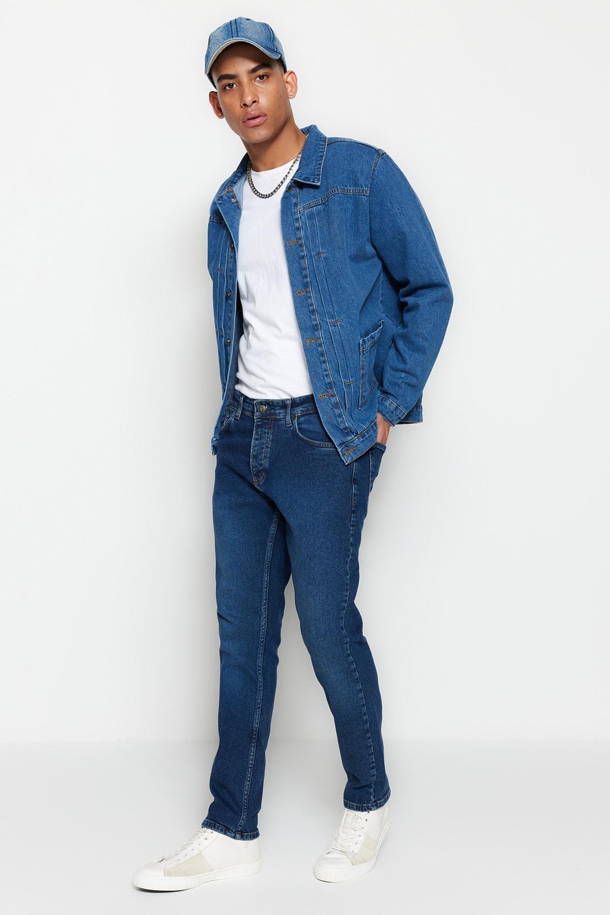 Navy Slim Denim Jeans, Dark blue, large image number 3