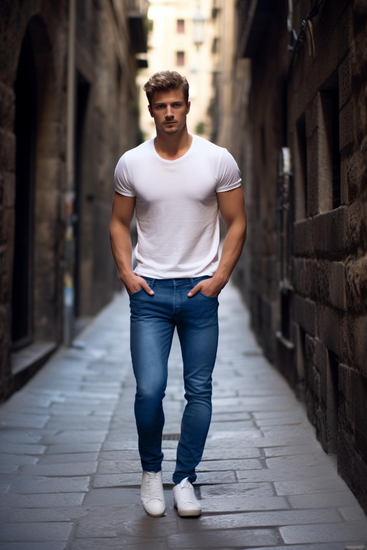 Navy Slim Denim Jeans, Dark blue, large image number 5
