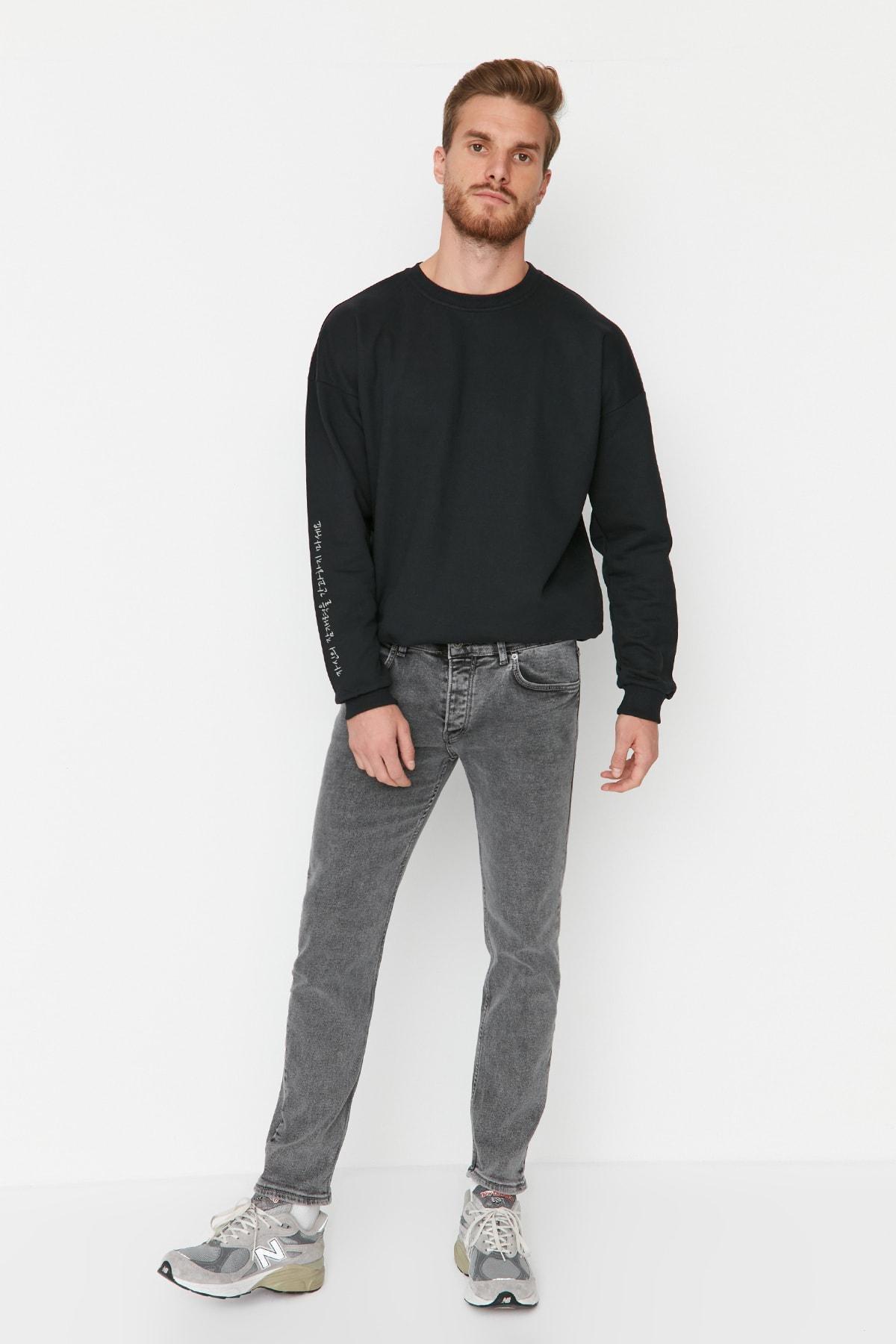 Gray Slim Denim Jeans, , large image number 3