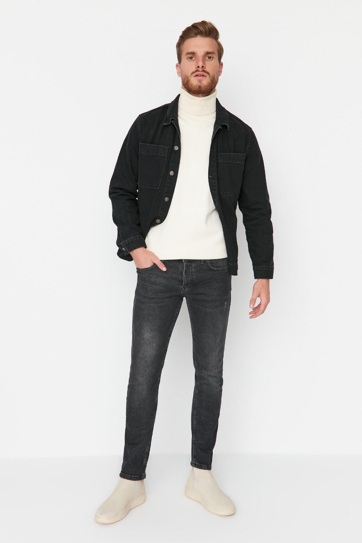 Grey Slim Denim Jeans, , large image number 1