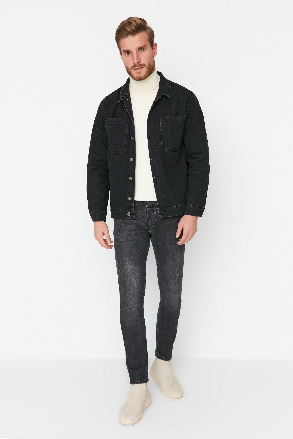 Grey Slim Denim Jeans, , large image number 3