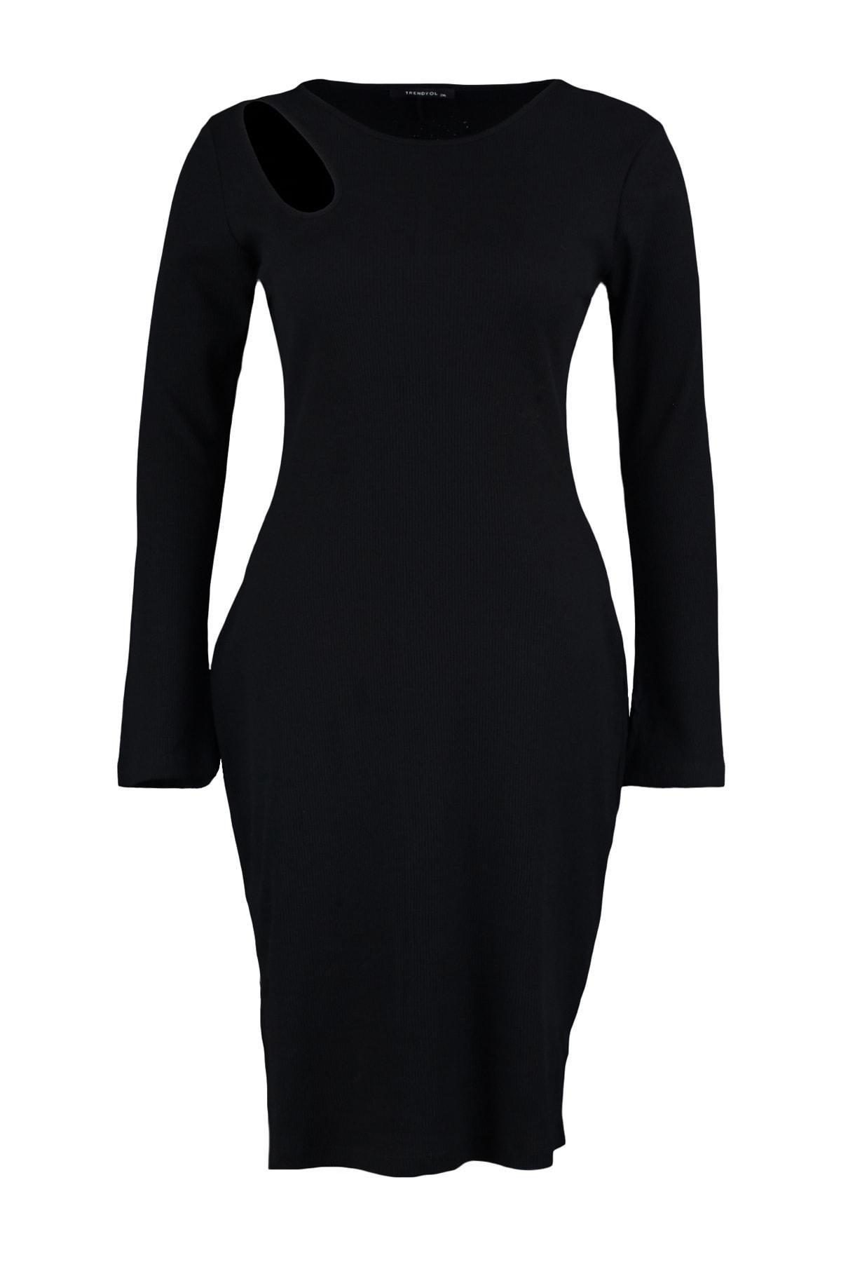 Black Shift Slim Midi Plus Size Dress, , large image number 6