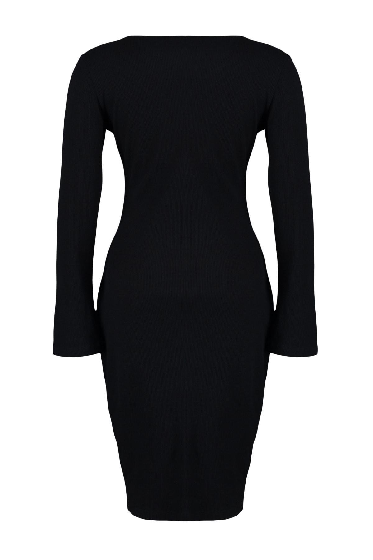 Black Shift Slim Midi Plus Size Dress, , large image number 8