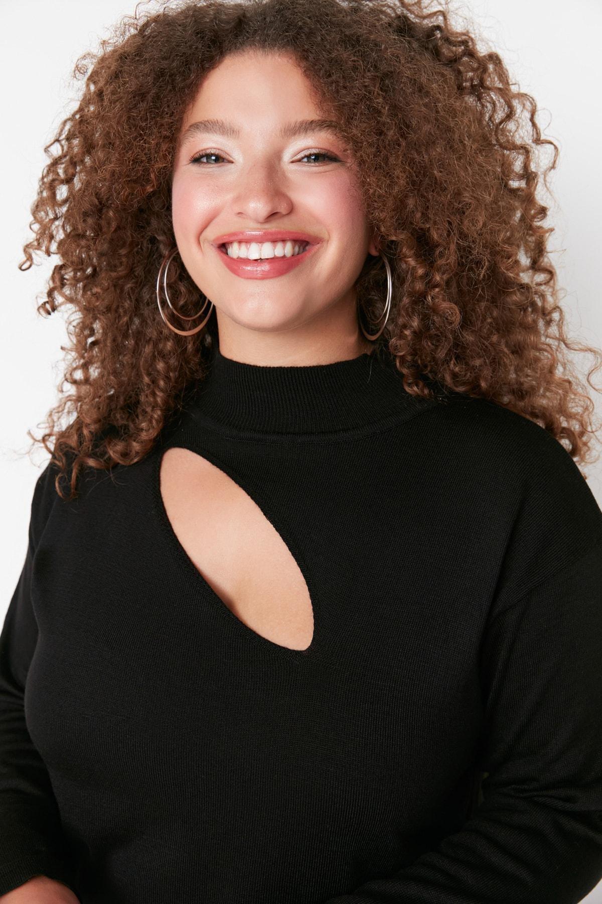 Black High Neck Plus Size Co-Ord Set, , large image number 2