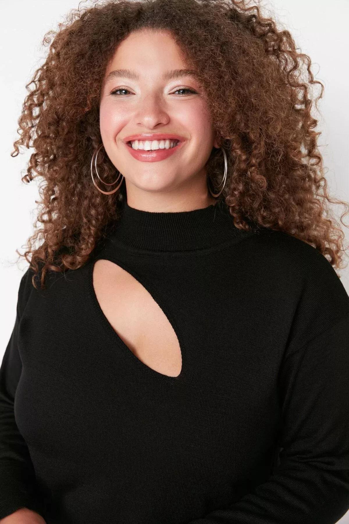Black High Neck Plus Size Co-Ord Set, , large image number 3