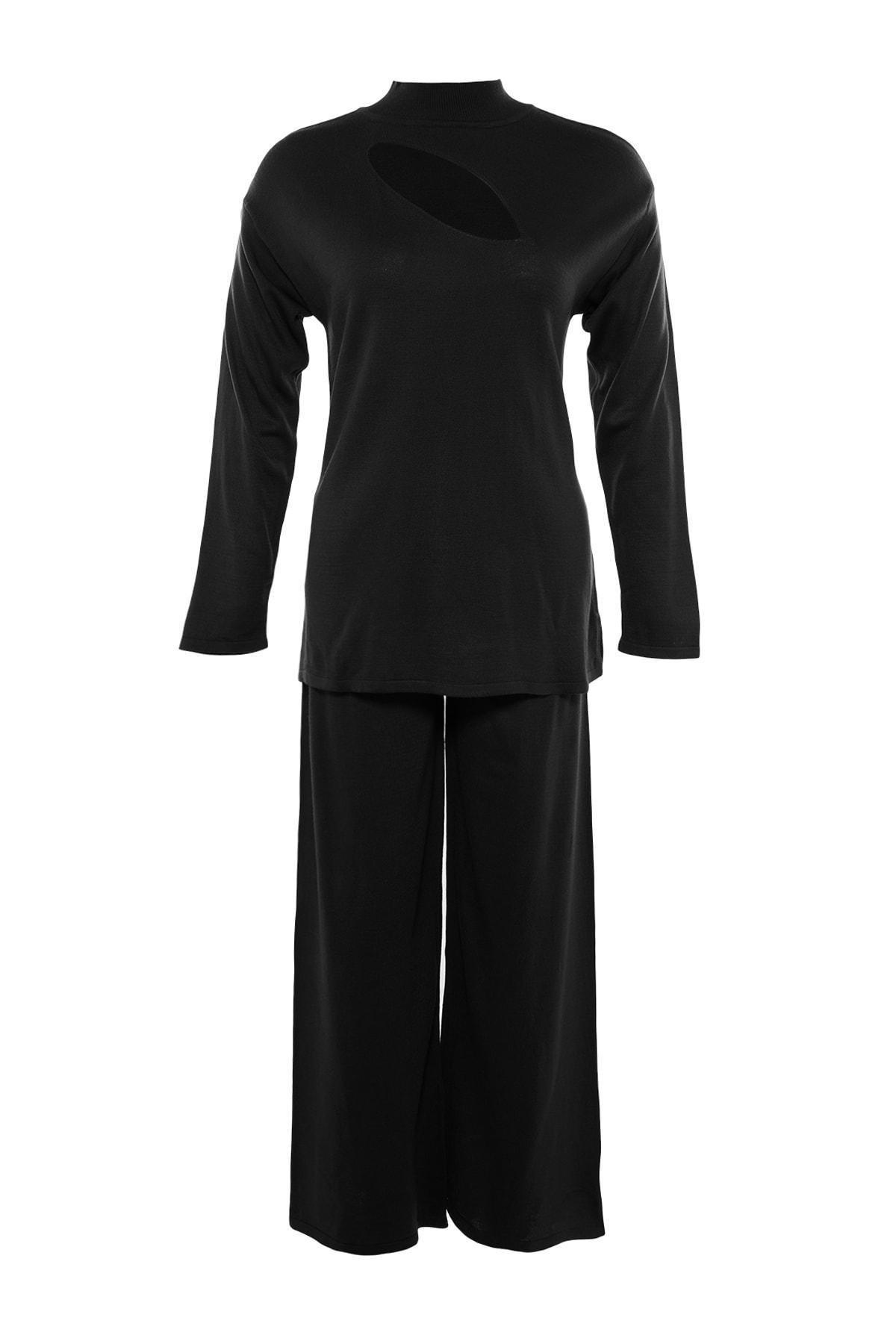 Black High Neck Plus Size Co-Ord Set, , large image number 6
