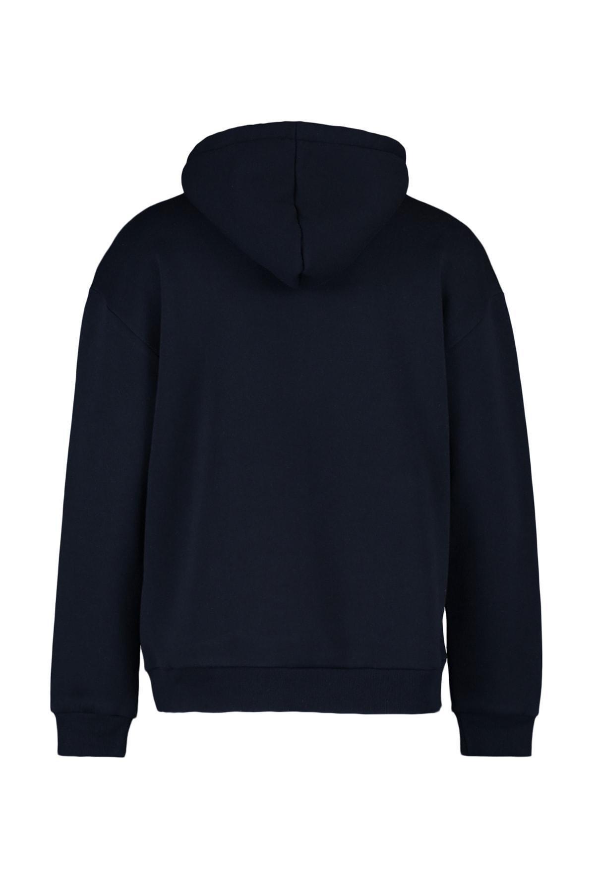 Black Relaxed Hooded Sweatshirt, , large image number 6