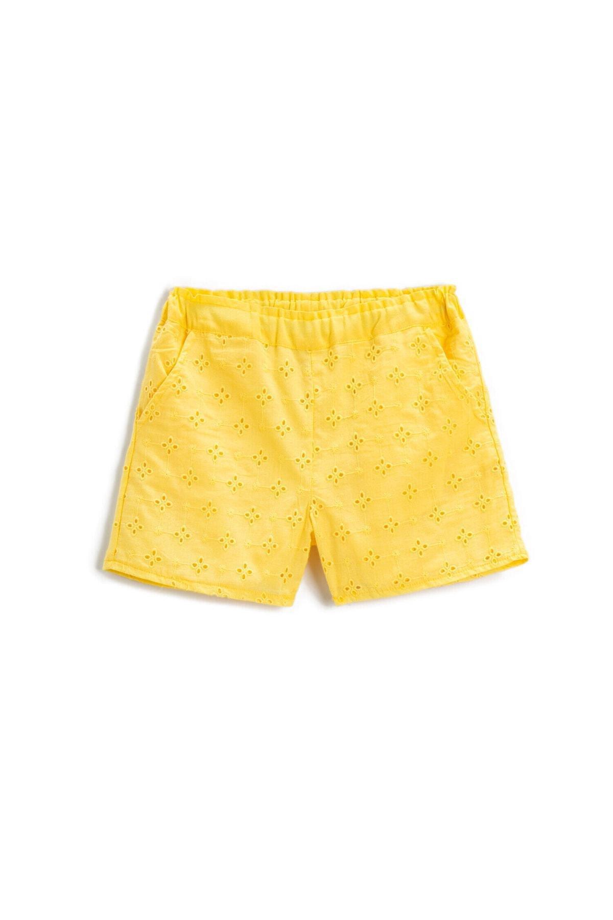 Koton - Yellow Embroidered Jumpsuit, Kids Girls