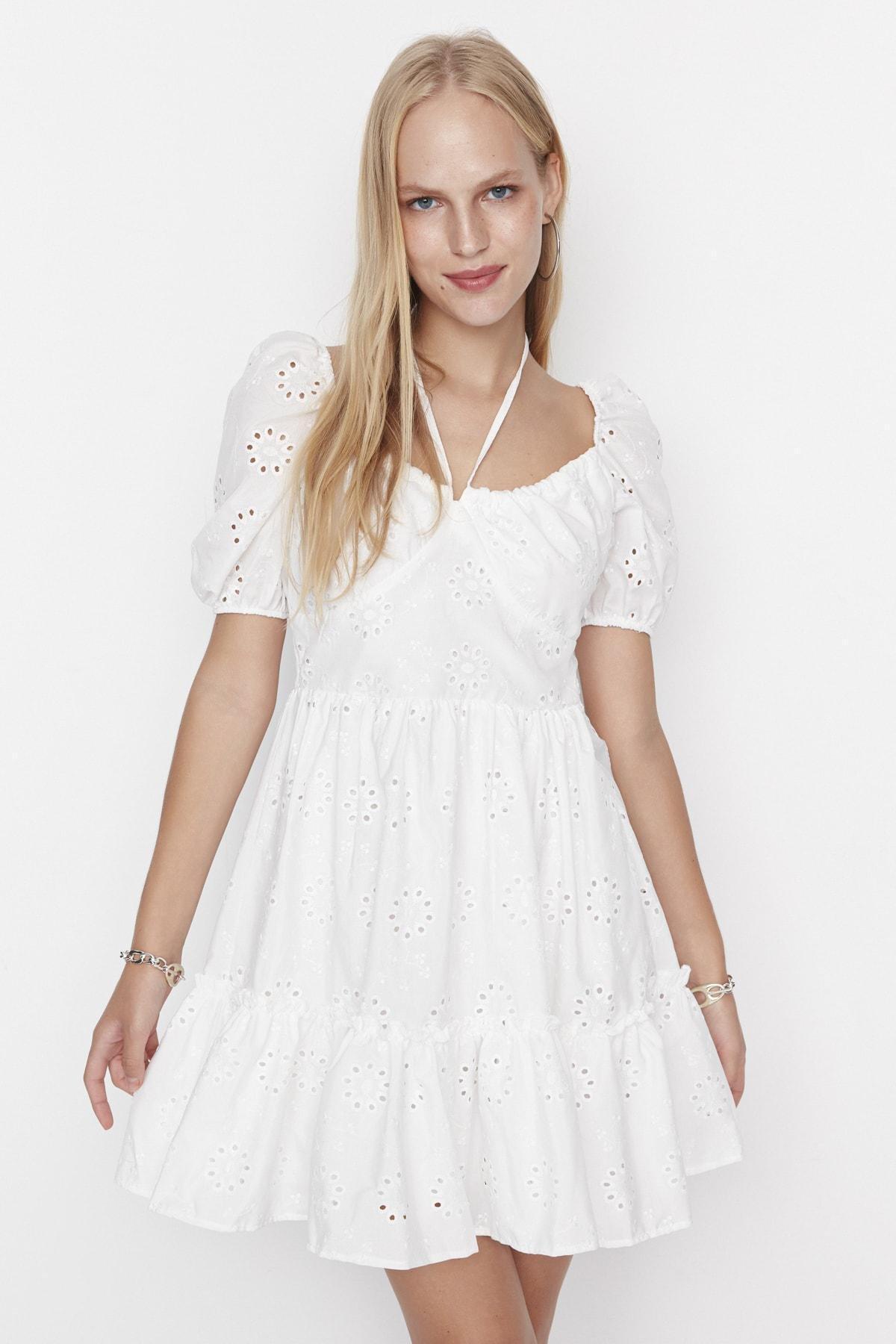 White A-Line U-Neck Dress, , large image number 2