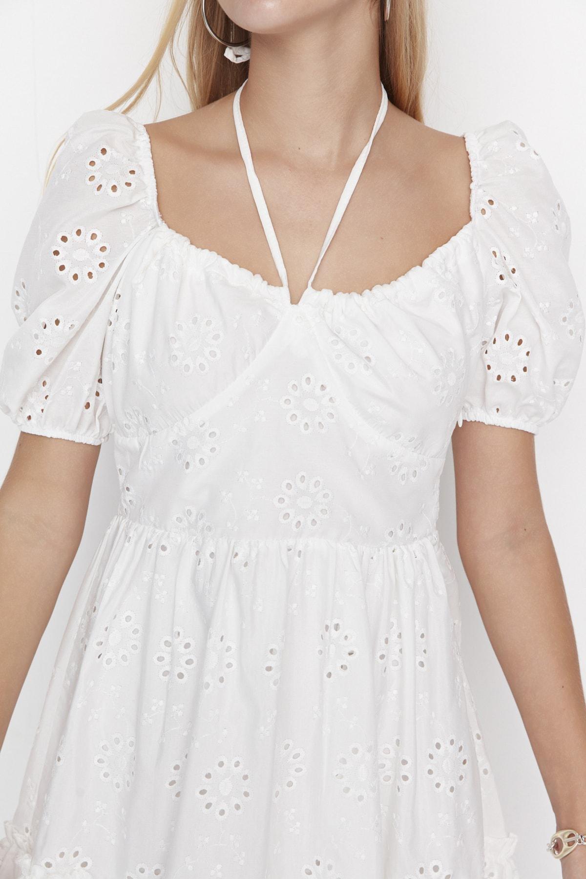 White A-Line U-Neck Dress, , large image number 6