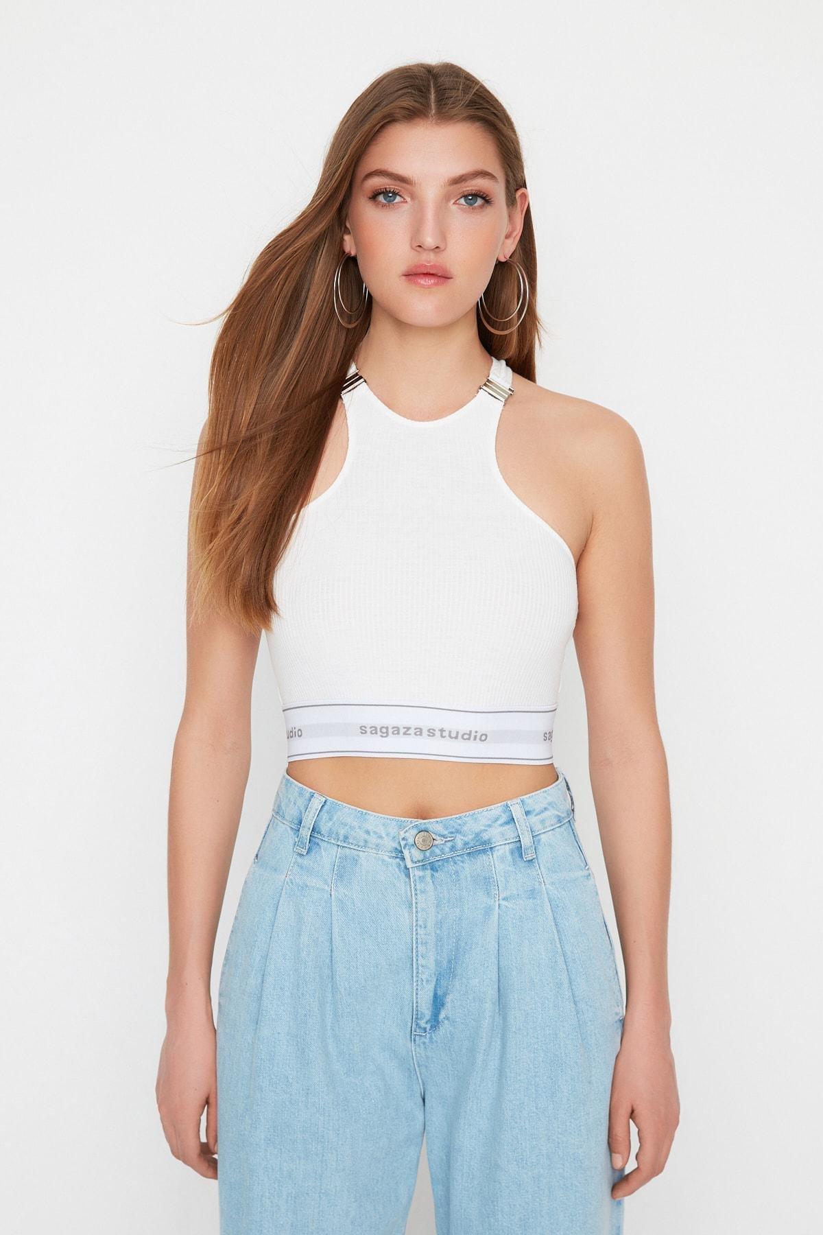 White Plain Crop Top, , large image number 0