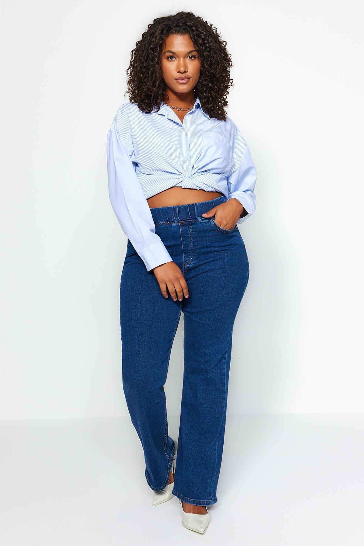 Blue Slim Plus Size Jeans, , large image number 2