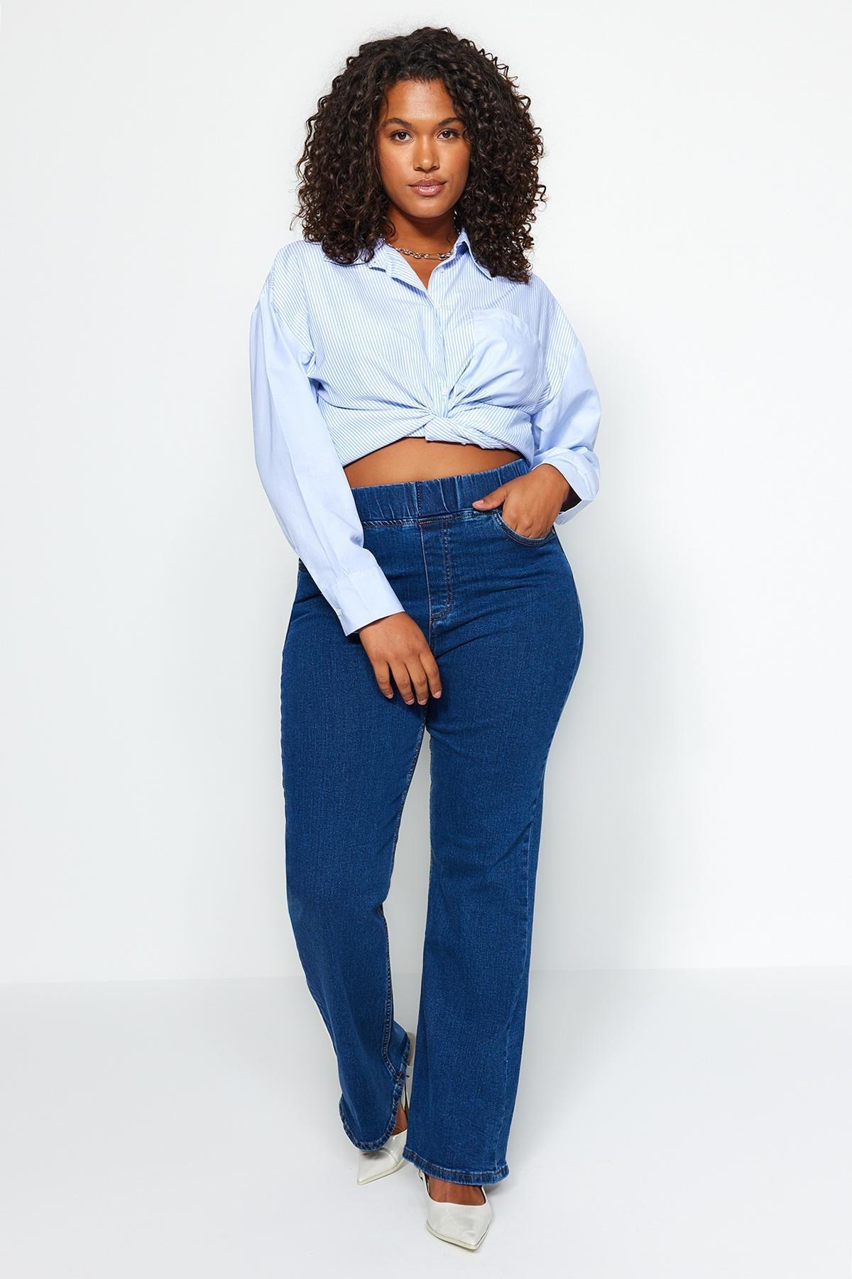 Trendyol - Blue Slim Plus Size Jeans