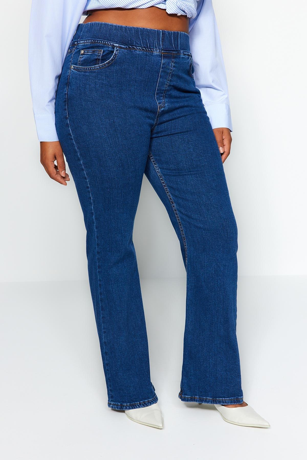 Blue Slim Plus Size Jeans, , large image number 4
