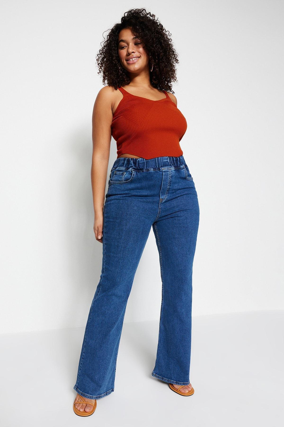 Trendyol - Blue Slim Plus Size Jeans