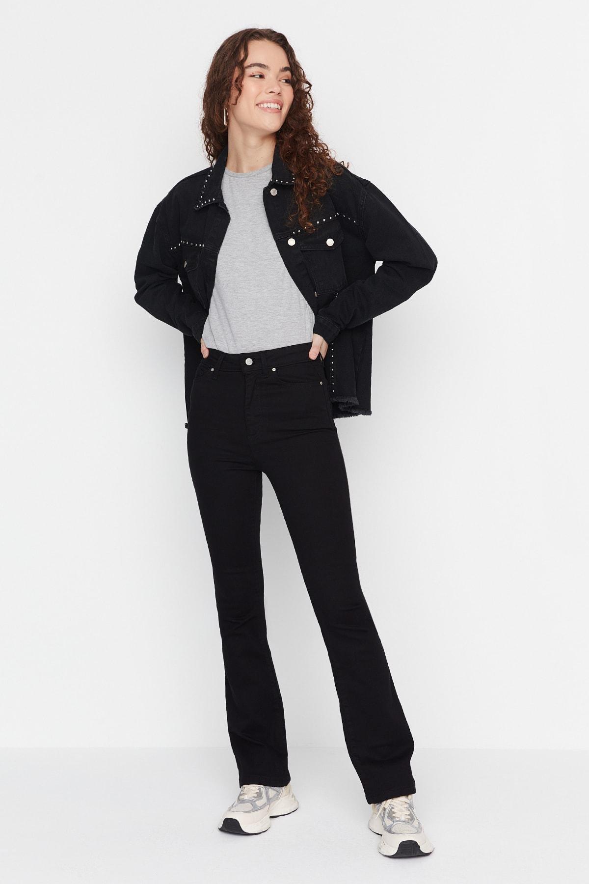 Black Bootcut High Waist Jeans, , large image number 0