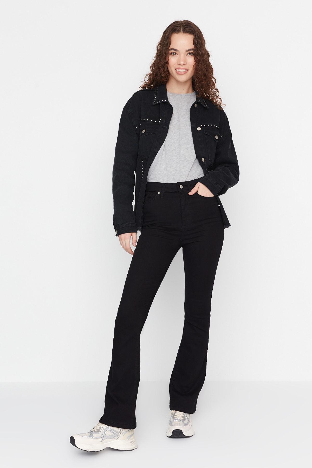 Black Bootcut High Waist Jeans, , large image number 1