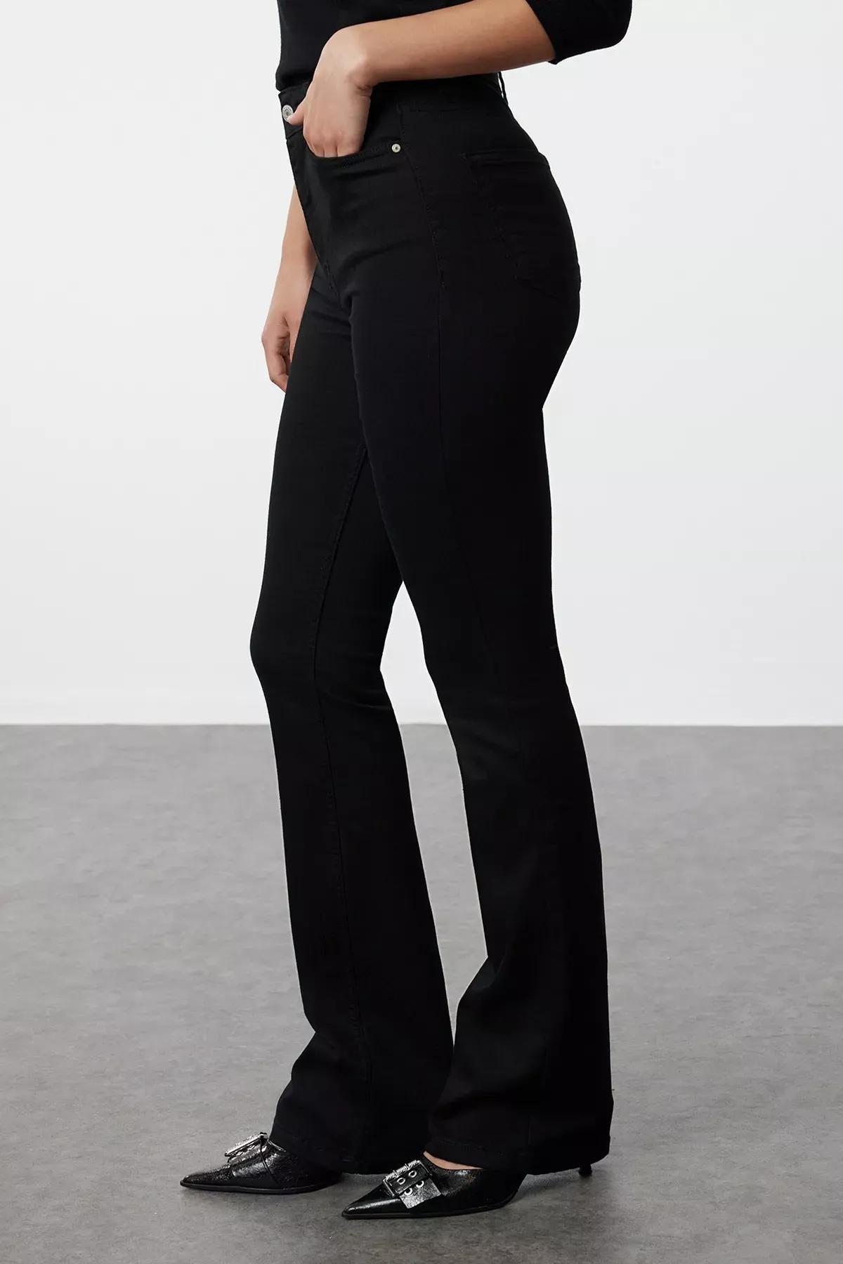 Black Bootcut High Waist Jeans, , large image number 3