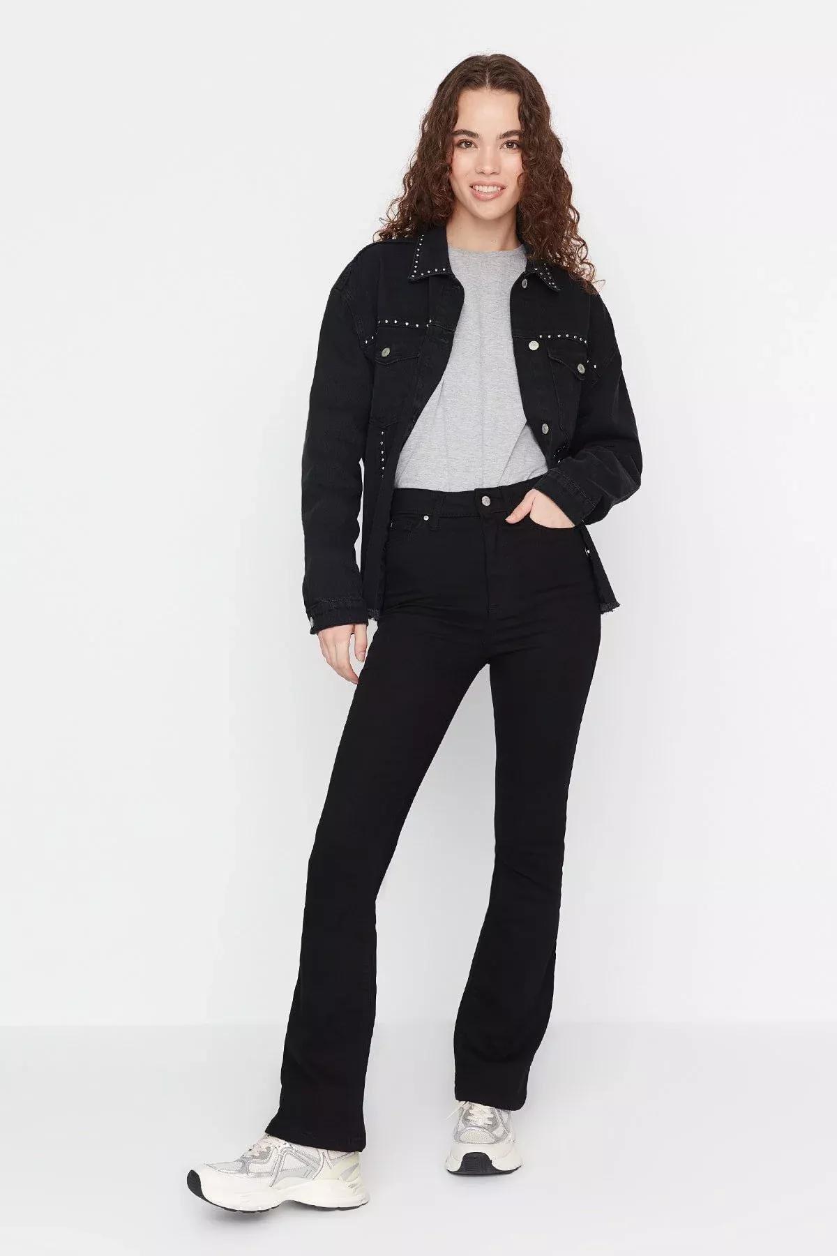 Black Bootcut High Waist Jeans, , large image number 5