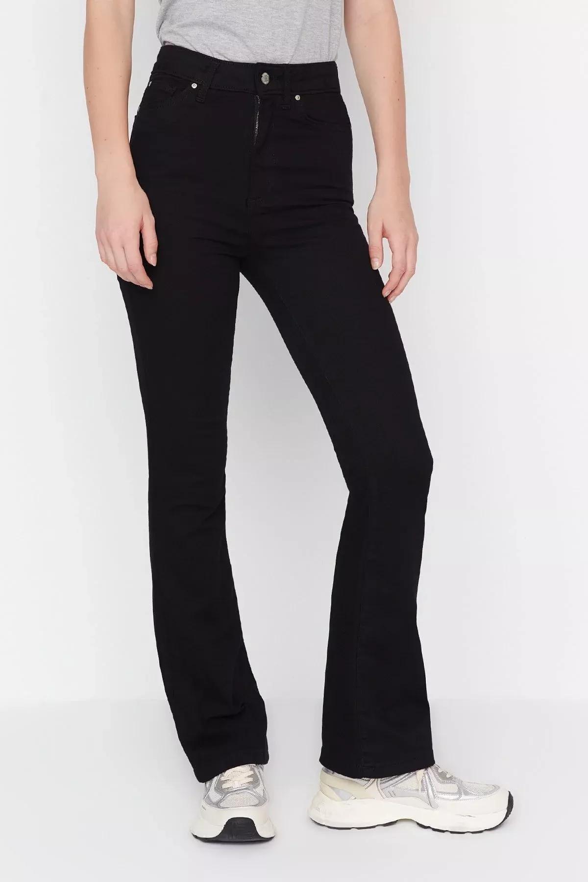 Black Bootcut High Waist Jeans, Black, large image number 7