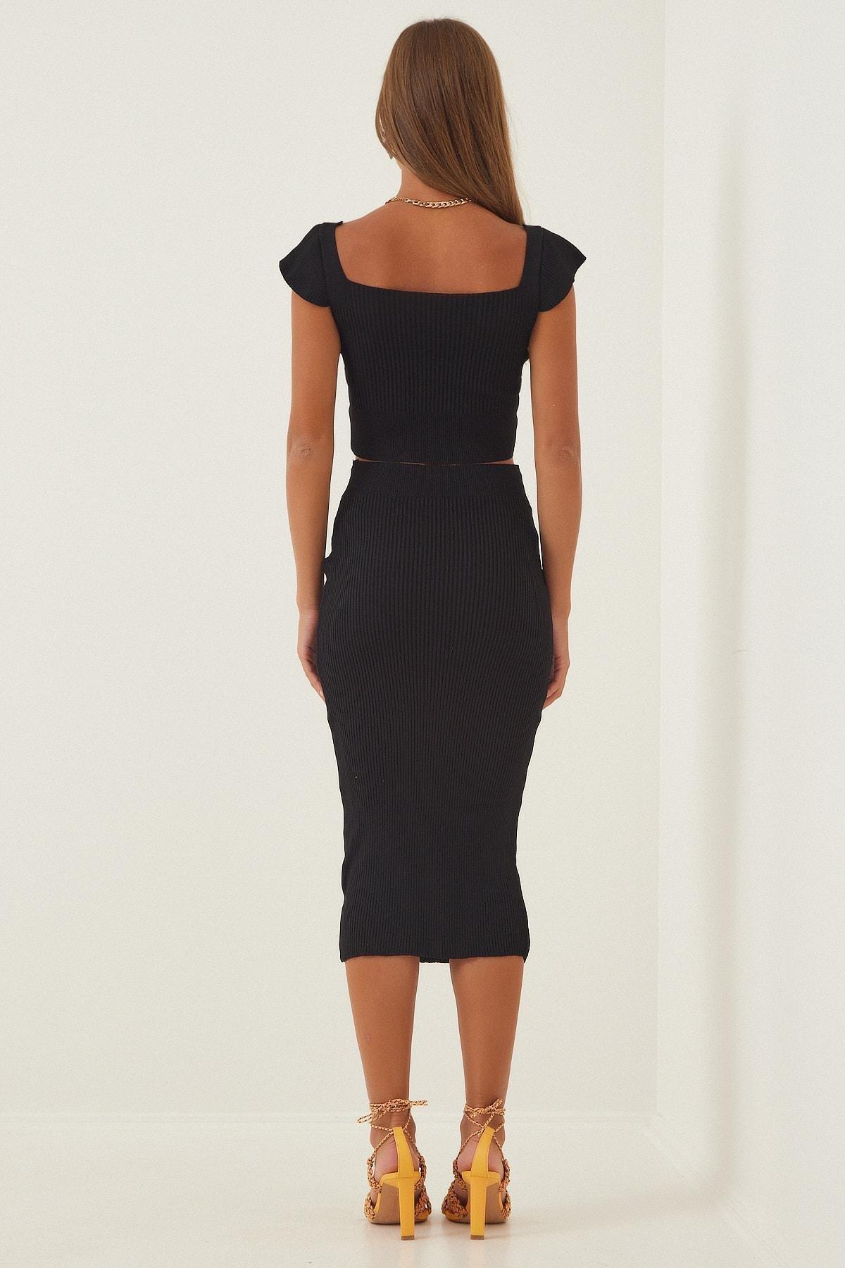 Black Flute Sleeve Co-Ord Set, BLACK, large image number 3